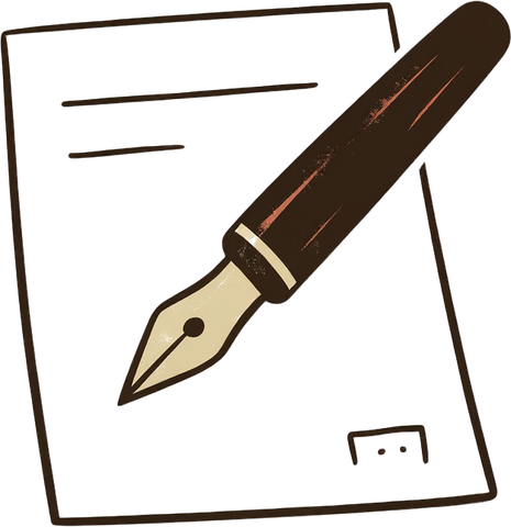 A fountain pen resting across a page with a fresh underline.